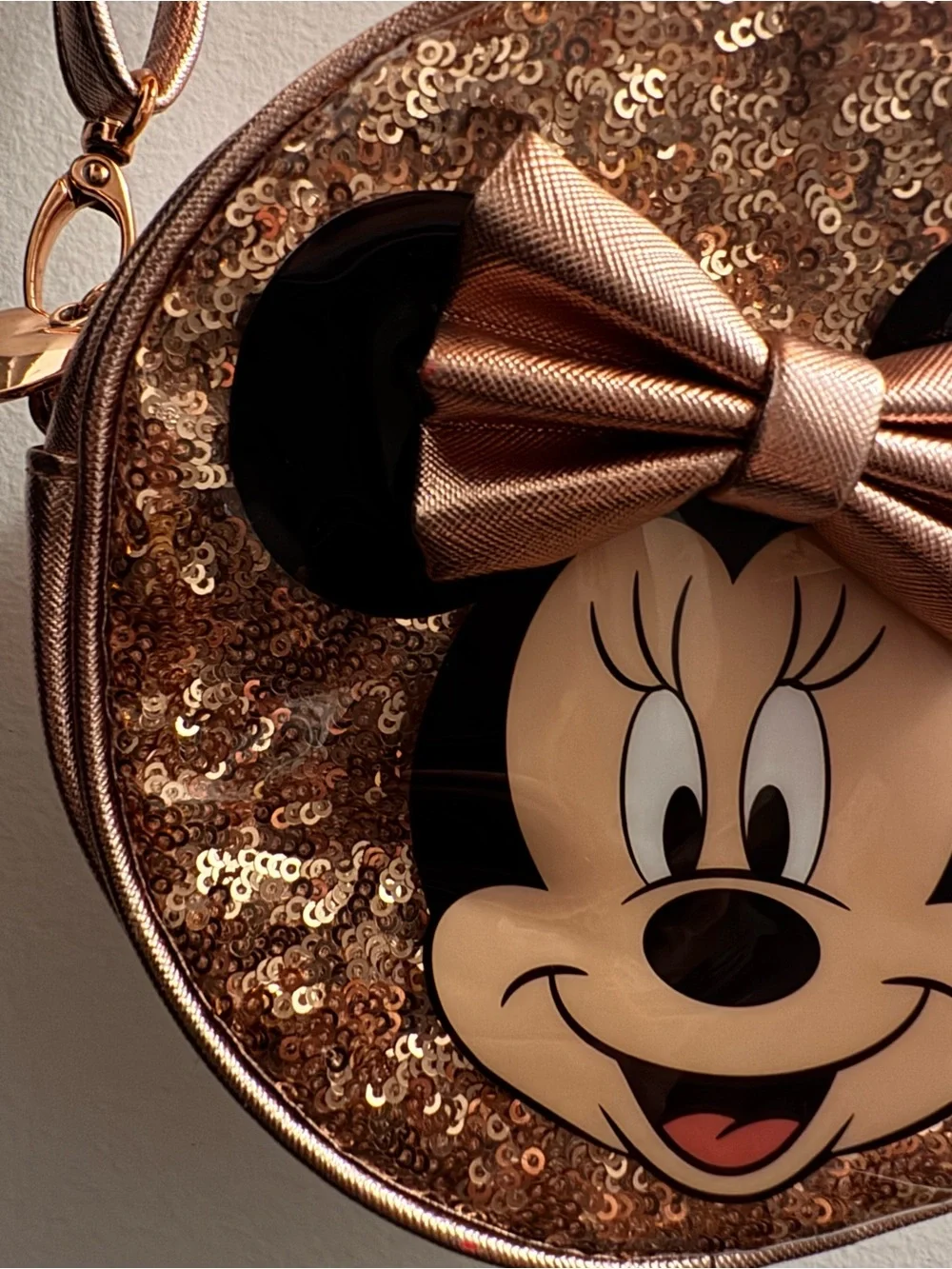 Disney Minnie Mouse Rose Gold Sequin Crossbody Bag